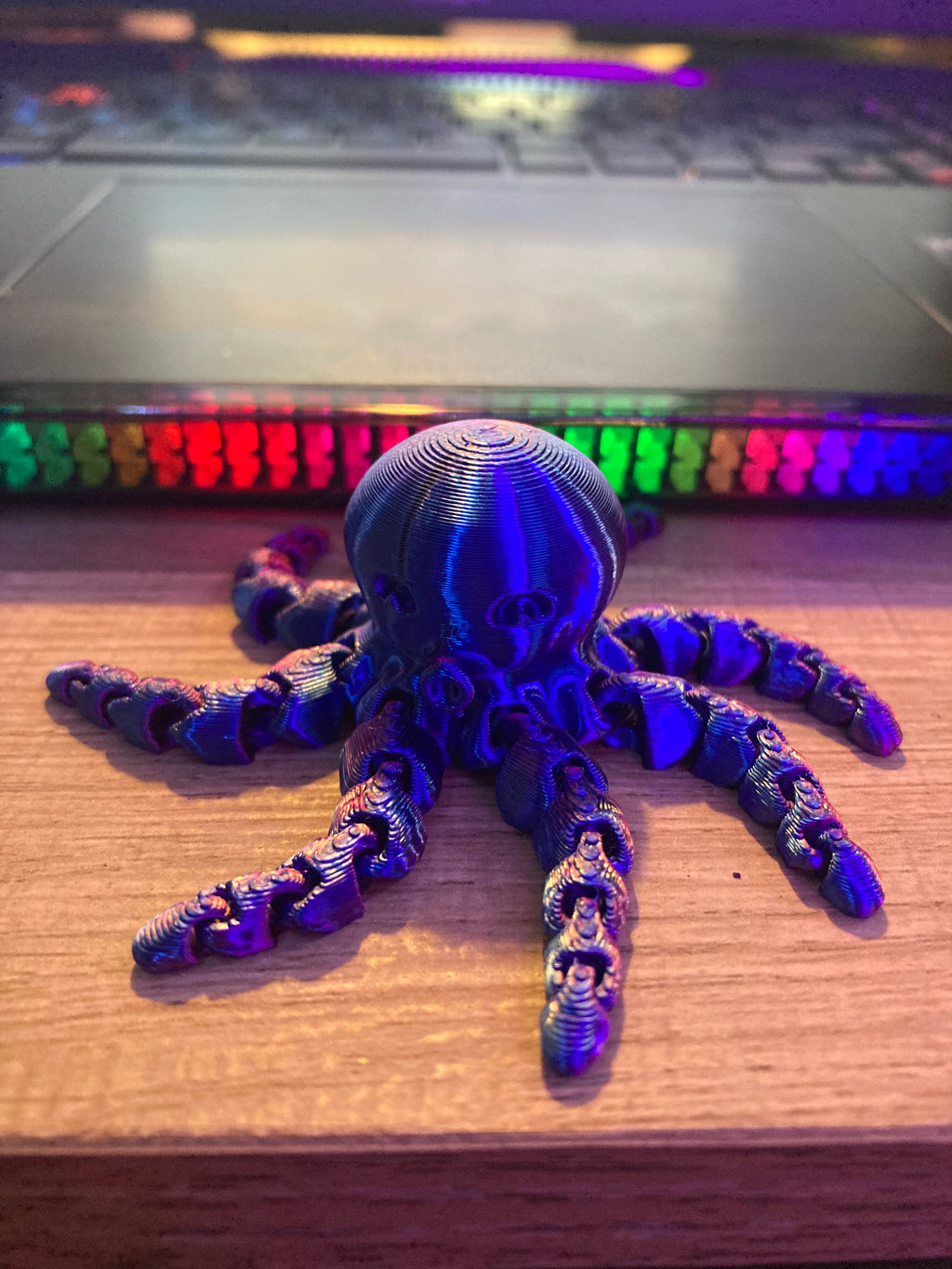 3D Printed Articulated OCTOPUSSY (blue/purple)