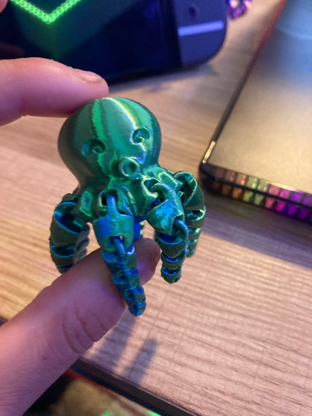 3D Printed Articulated Octopussy (green/blue)